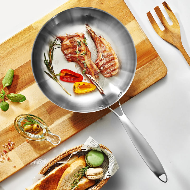 Stainless Steel Frying Pan, NonStick Pan Fried Steak Pot  Uncoated Kitchen