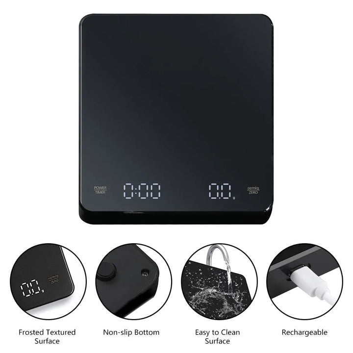 Digital Coffee Scale with Timer LED Screen Espresso USB 3kg