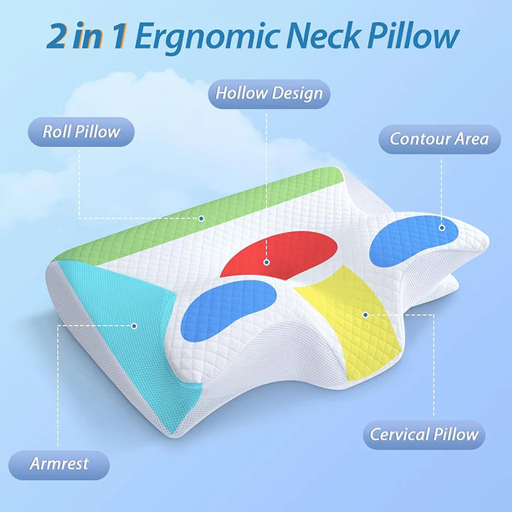 1pc Memory Foam Cervical Pillow, 2 in 1 Ergonomic