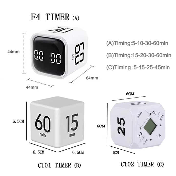 Productivity Cube Timer Gravity Sensor Flipping LED Display