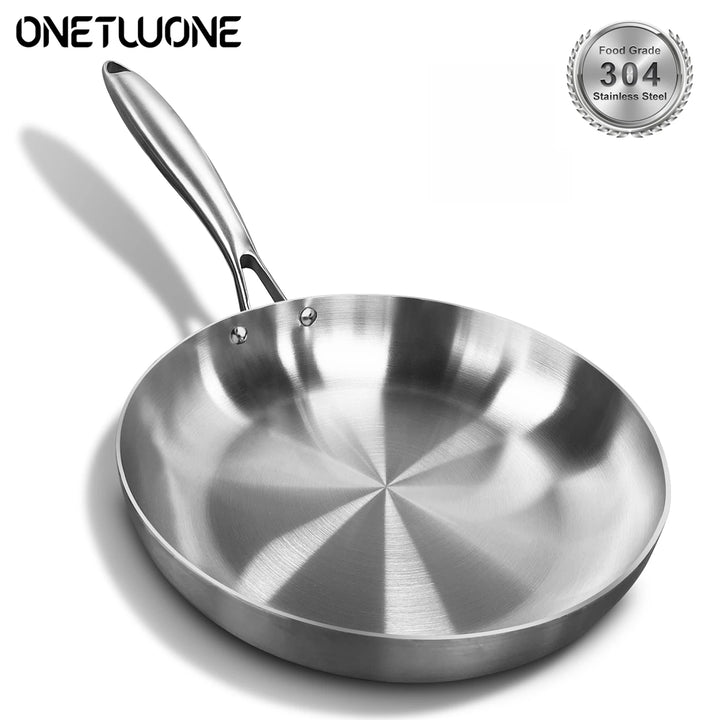 Stainless Steel Frying Pan, NonStick Pan Fried Steak Pot  Uncoated Kitchen