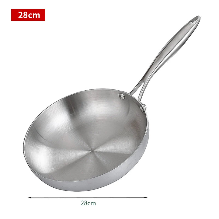 Stainless Steel Frying Pan, NonStick Pan Fried Steak Pot  Uncoated Kitchen