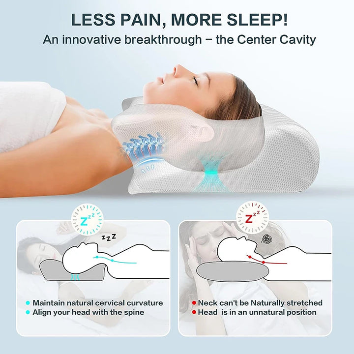 1pc Memory Foam Cervical Pillow, 2 in 1 Ergonomic