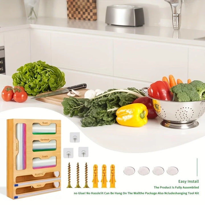 Kitchen Storage Shelf Plastic Wrap Dispenser