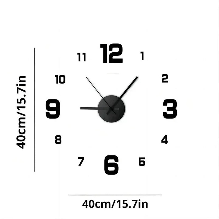 DIY Wall Clock for Home Office 40cm Frameless Modern 3D