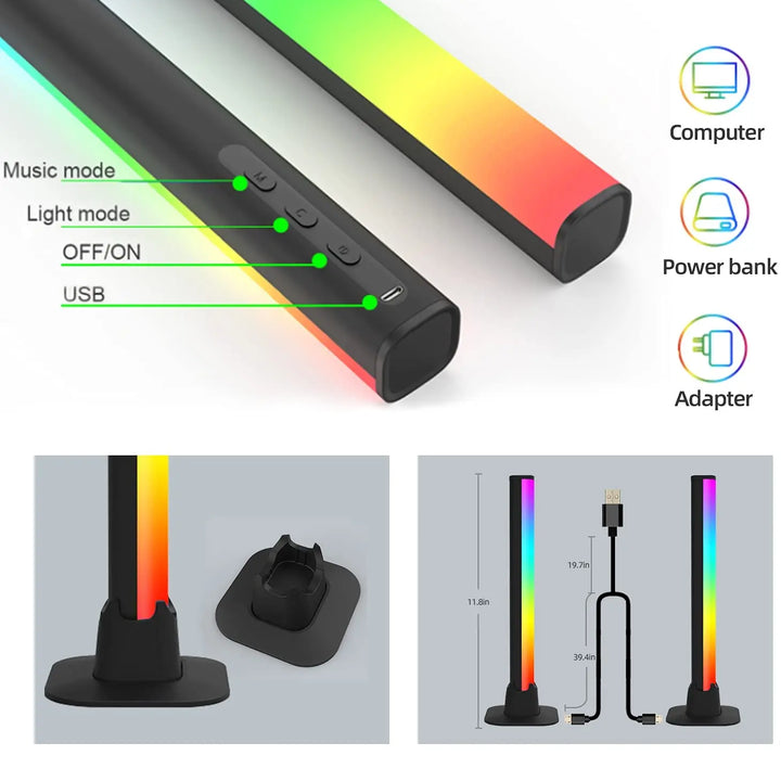 Smart RGB LED Light Bars Night Light with Bluetooth