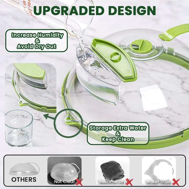 Microwave Cover for Food, Clear Microwave Splatter Cover with Water Steamer and Handle